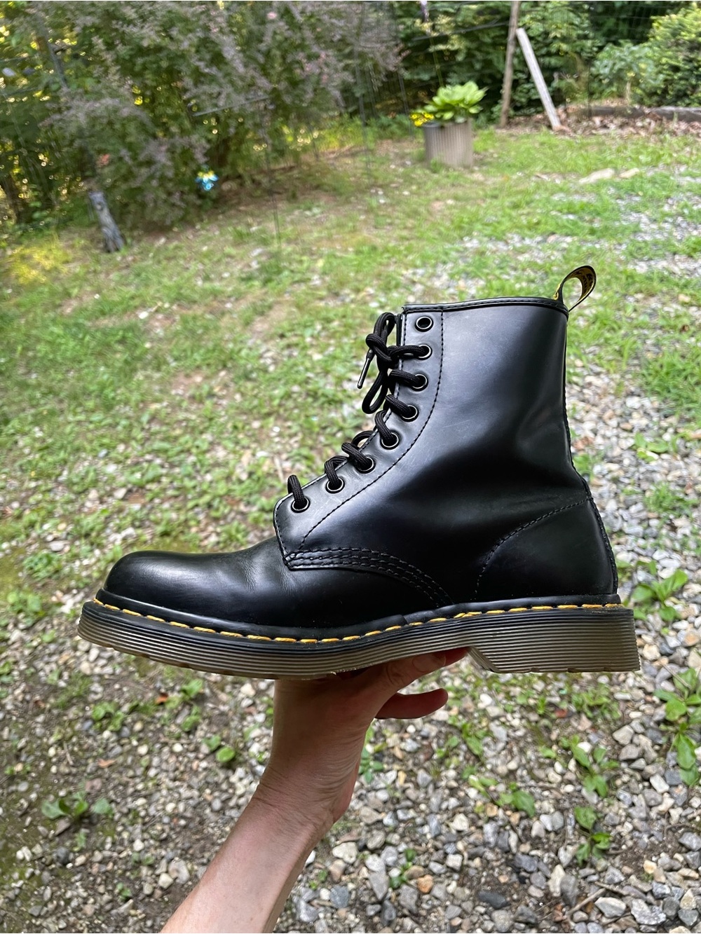 Dr Martens 1460 Black Leather Combat Boots Size 8 - Picture 3 of 13